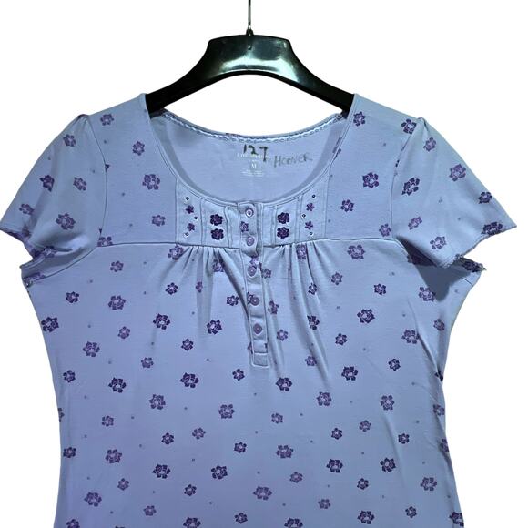 Croft & Barrow Intimates Short Sleeve Purple Lavender Floral Nightgown Medium - Picture 3 of 11